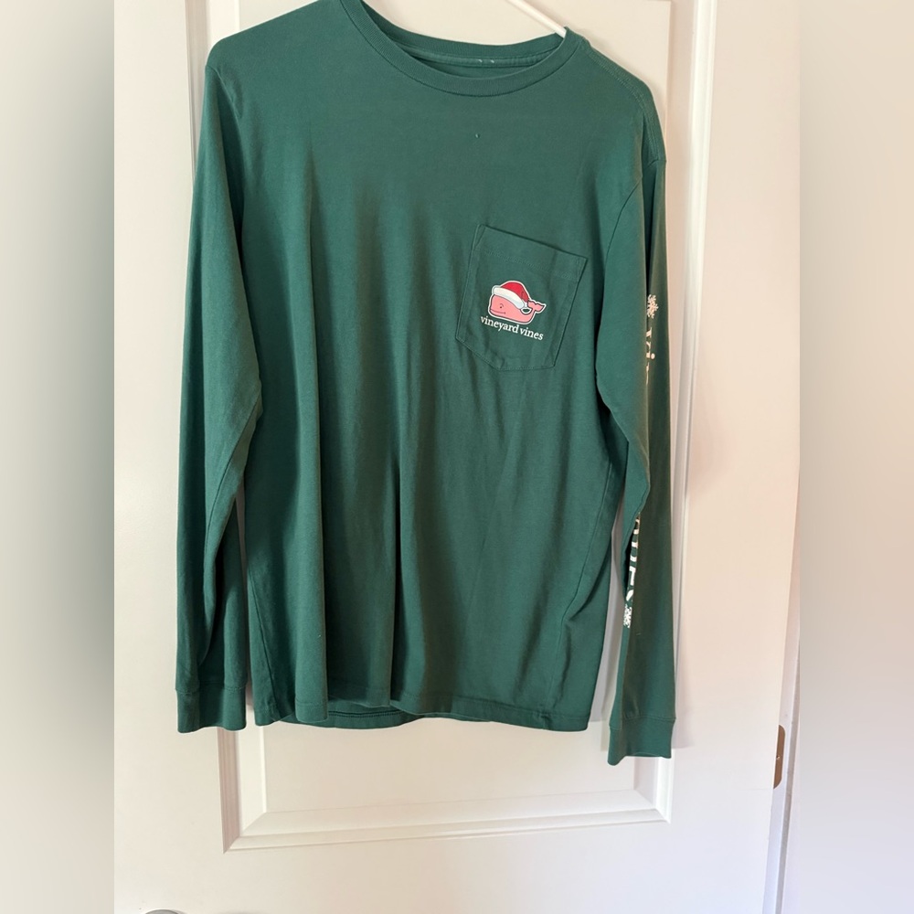 Vineyard Vines Christmas Forest Green Long Sleeve Tee